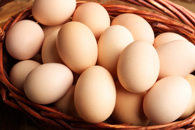 Eggs in the basket neatly folded and ready for the Easter holiday. Net zdarova food. Chicken eggs