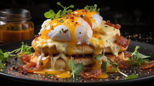 eggs benedict food professional photography Generative Ai