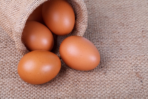 Eggs on brown sack