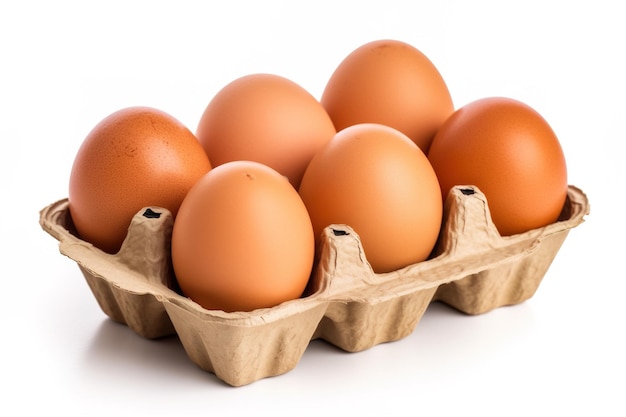 eggs in egg box isolated on white background