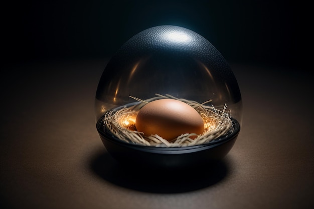 Photo eggs inside a glass ball on the desktop under natural light closeup creative wallpaper background