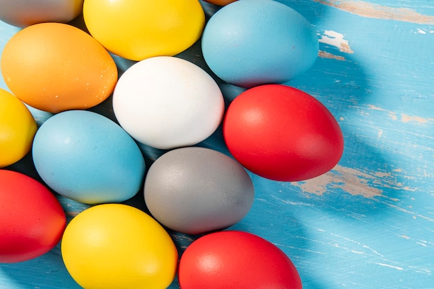 Eggs painted in different colors to symbolize the passage of Christian Easter