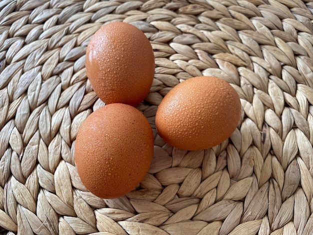 Eggs on a straw ground