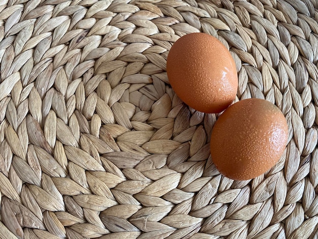 Eggs on a straw ground