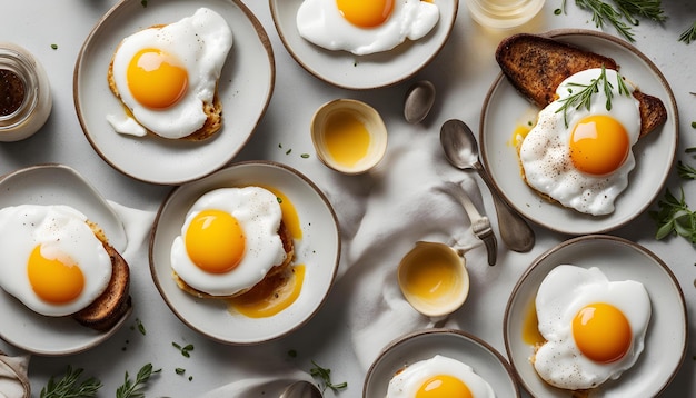 eggs on a table with a bunch of spoons and spoons