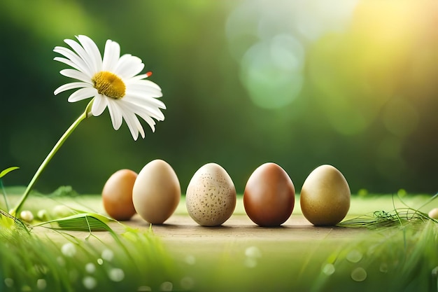 eggs with a daisy in the background