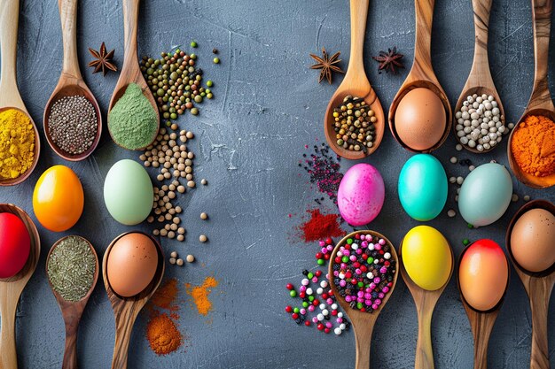 Photo eggs with natural dyed colors