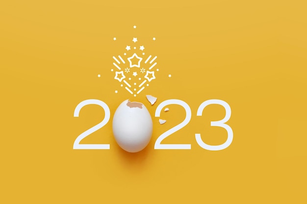 Eggshell and inscription 2023 The symbol of the coming 2023