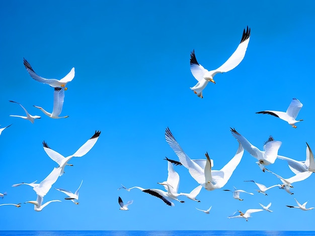 Egretta gazette birds flying in rows in the sky