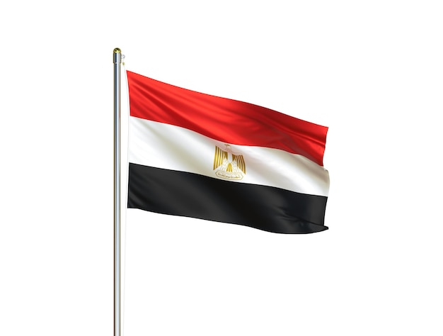 Egypt national flag waving in isolated white background Egypt flag 3D illustration