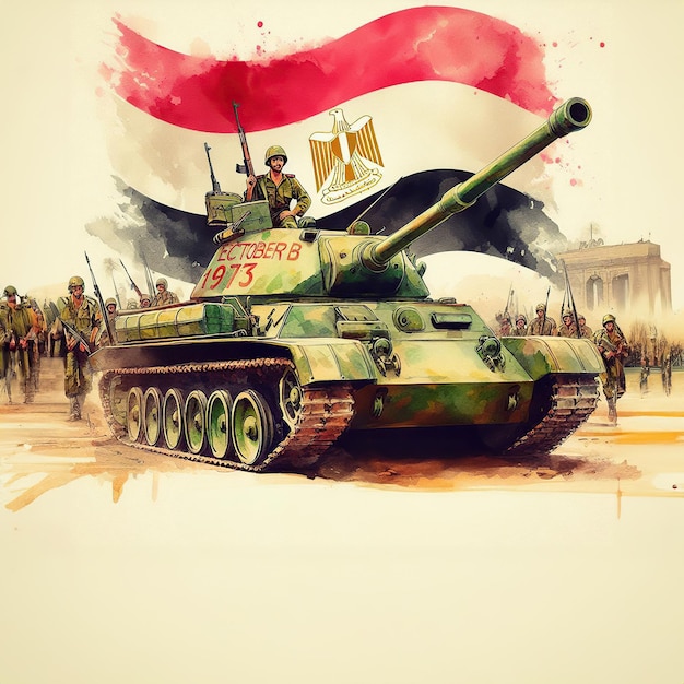 Photo egypt october victory day banner design with arabic calligraphy illustration calligraphy translat