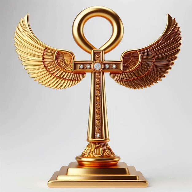 Photo an egyptian ankh with wings symbolizing life and immortality