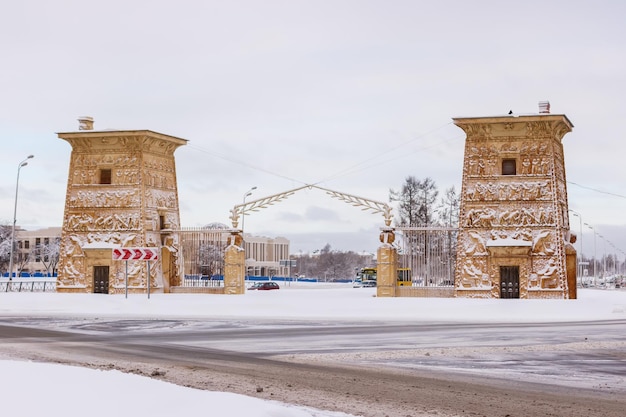 Egyptian gate in Tsarskoye Selo Winter