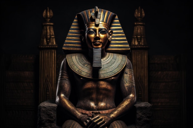 Egyptian Man Statue on Chair