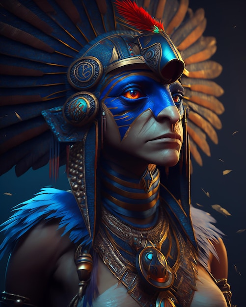 Egyptian pharaoh Horus god warrior in royal costumes and accessories