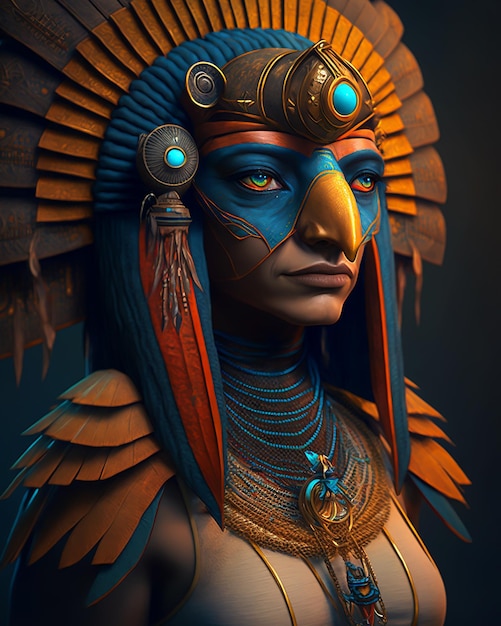 Egyptian pharaoh Horus god warrior in royal costumes and accessories