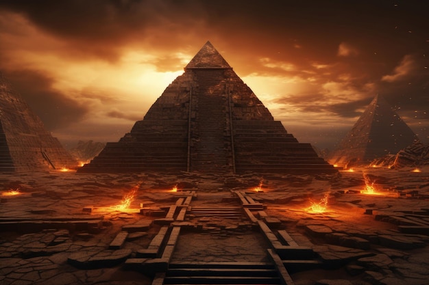 Egyptian Pyramid Ruins Generative AI