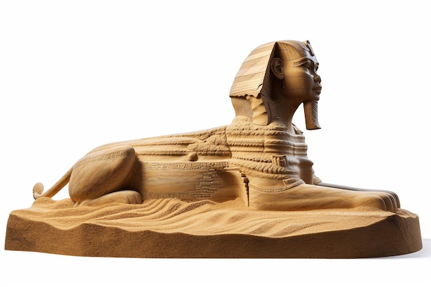 Photo egyptian sphinx statue with desert sands in the background isolated on white background