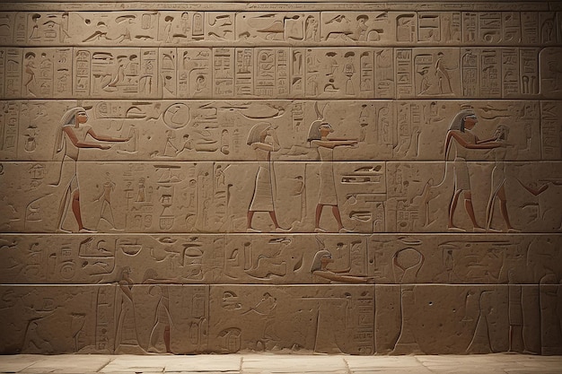 Photo egyptian wall with hieroglyphs