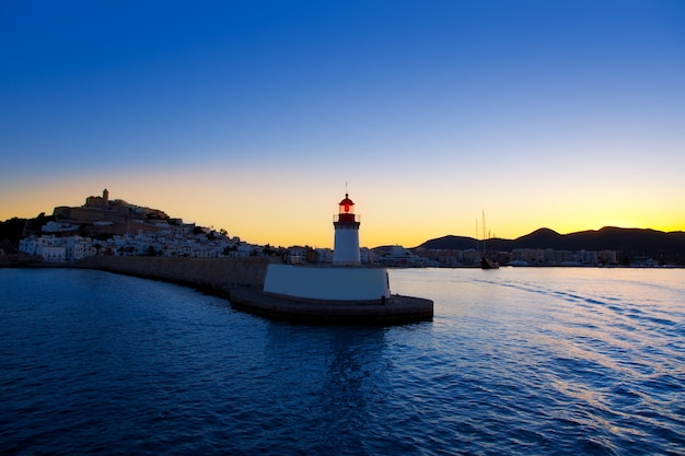 Eibissa Ibiza town sunset from red lighthouse