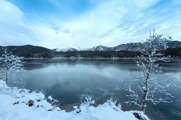 Eibsee lake winter view, Bavaria, Germany.