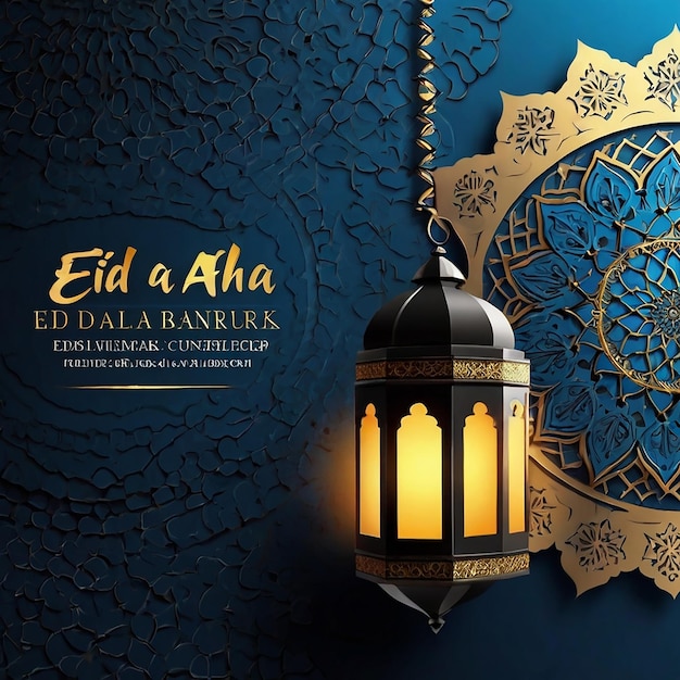 Eid Adha Mubarak greeting in arabic calligraphy design Eid ul adha creative template banner post