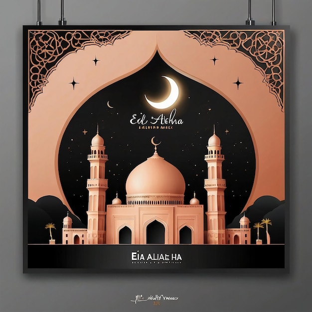 Eid Adha Mubarak greeting in arabic calligraphy design Eid ul adha creative template banner post