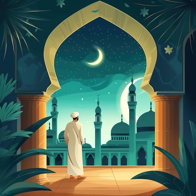 eid adha mubarak greeting islamic illustration