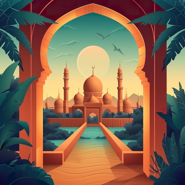 eid adha mubarak greeting islamic illustration