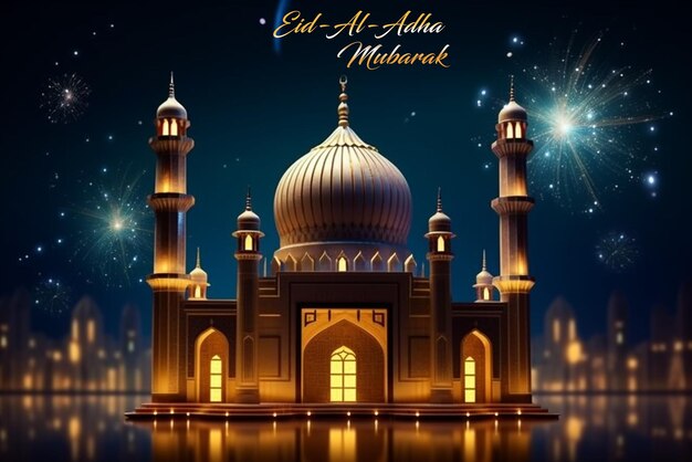 eid adha mubarak greeting islamic illustration