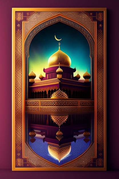 Eid al Adha Islamic Mosque illustration Arabic Lanterns and Islamic Background Arab history 3d