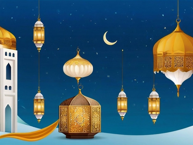 Eid al Adha Islamic Mosque illustration Arabic