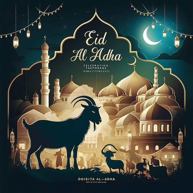 Eid al adha mubarak islamic festival poster background design