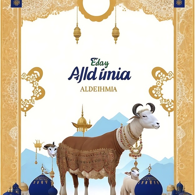 Eid al Adha Mubarak poster template Ai generated