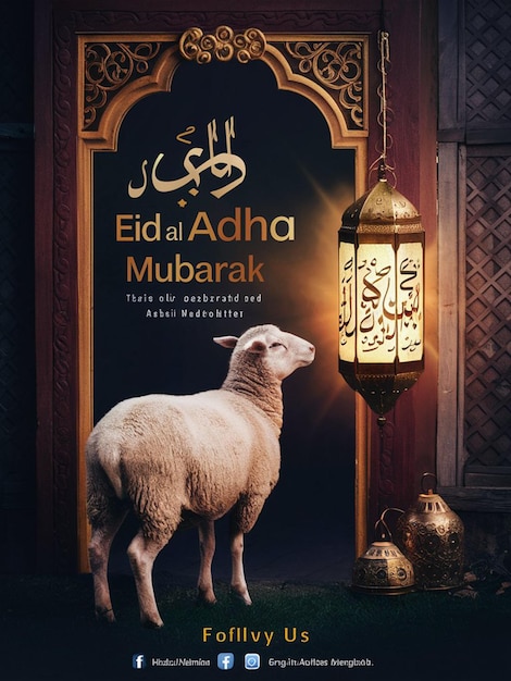 Eid AL Adha Social Media Post Design with halal animal image generated by ai