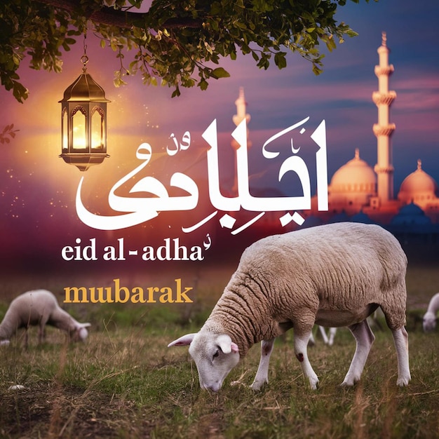 Eid AL Adha Social Media Post Design with halal animal image generated by ai