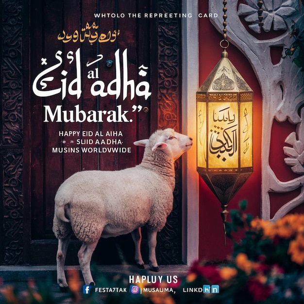 Eid AL Adha Social Media Post Design with halal animal image generated by ai