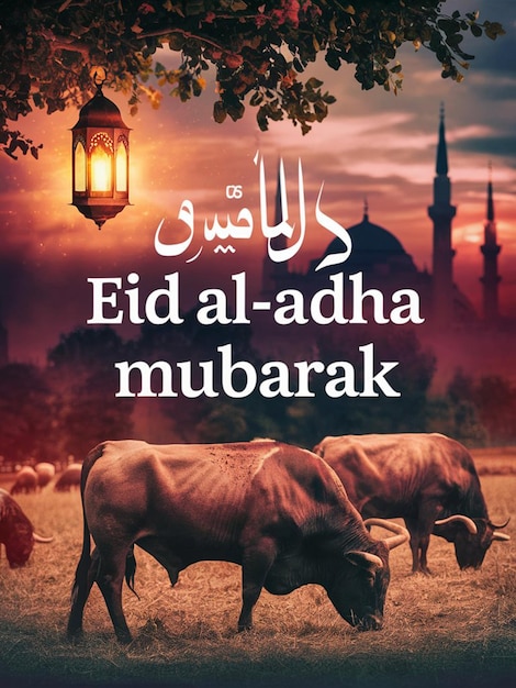 Eid AL Adha Social Media Post Design with halal animal image generated by ai