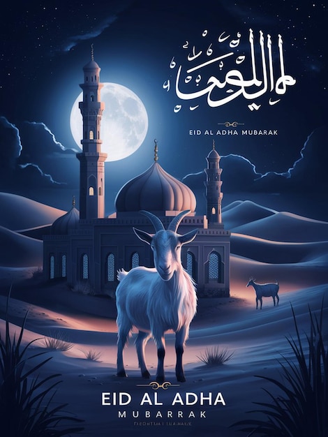 Eid AL Adha Social Media Post Design with halal animal image generated by ai