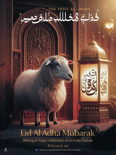 Eid AL Adha Social Media Post Design with halal animal image generated by ai