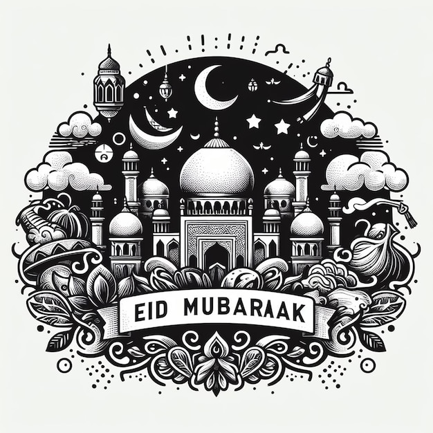 Photo eid al adha sticker design illustration