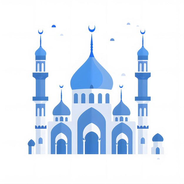 Eid al adha Vector flat illustration of a mosque at night during