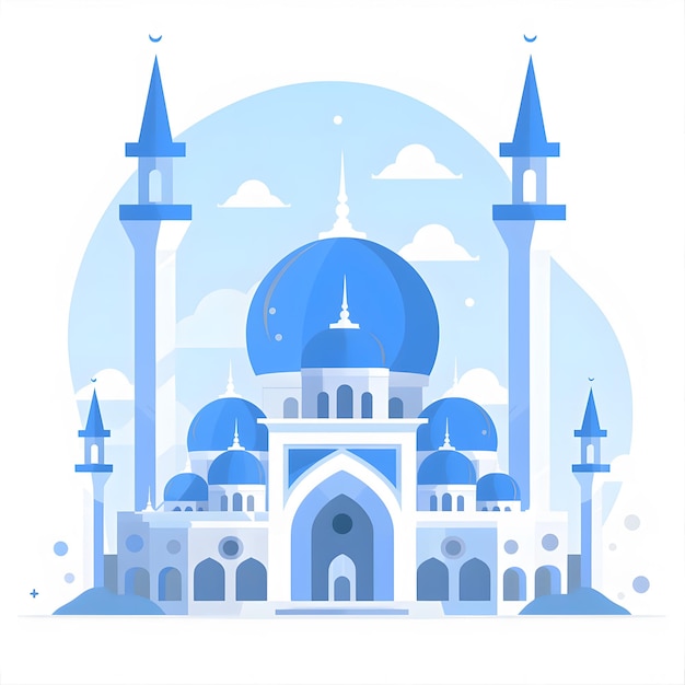 Eid al adha Vector flat illustration of a mosque at night during