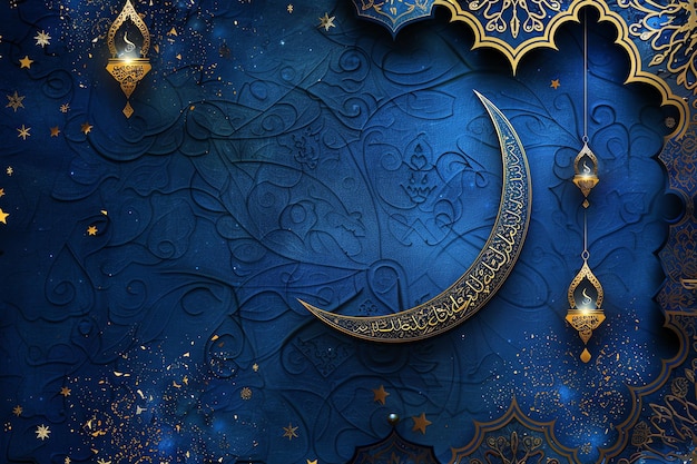 Eid alAdha emblem illustration Arabic Eid Mubarak Background