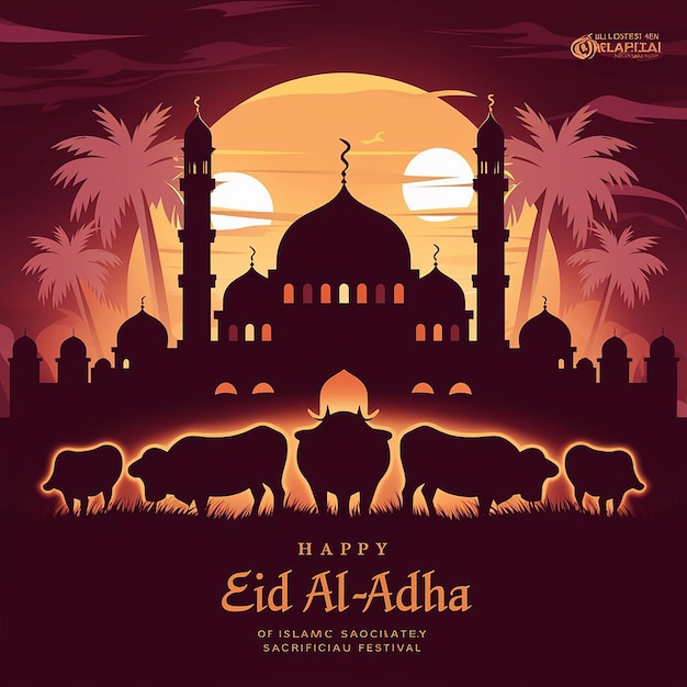 Eid AlAdha Mubarak Background Design Illustration Jpg Image Generated With AI