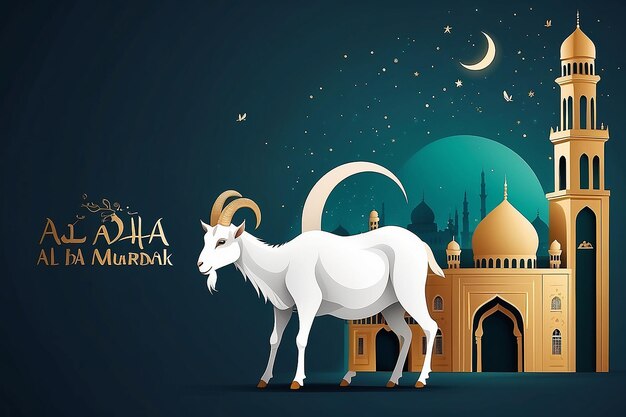 Eid AlAdha Mubarak Vector Template Mosque With Goat Eid AlAdha Template