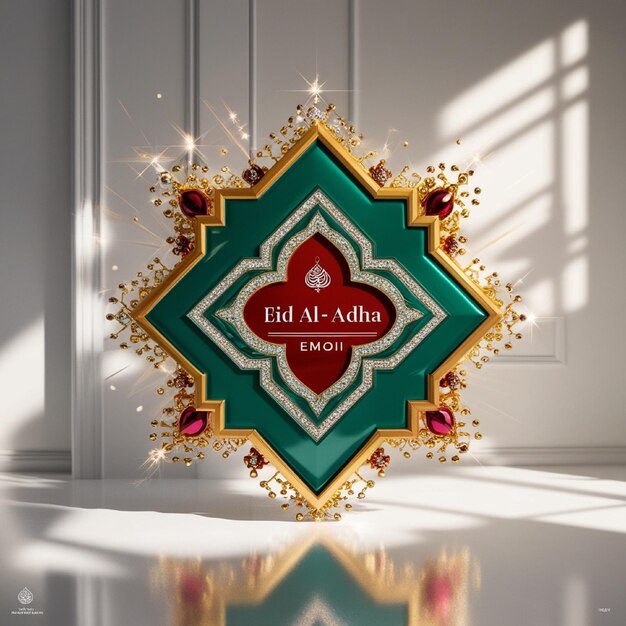 Photo eid aladha vibrant gold 3d graphic greeting card eid greeting