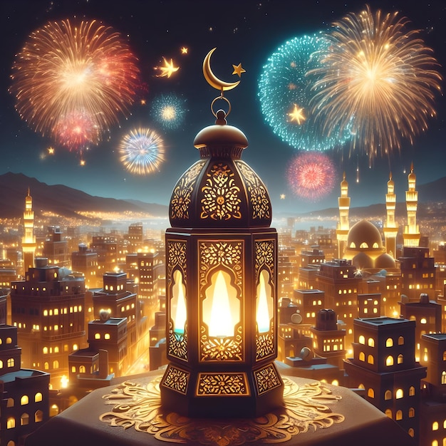 Eid alfitr Ramadan Mubarak happy Eid in Yemen ai generator