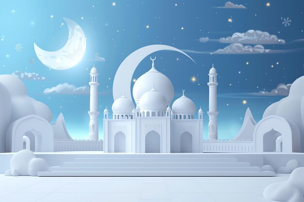 Eid celebration scene illustration Arabic Eid Mubarak Background