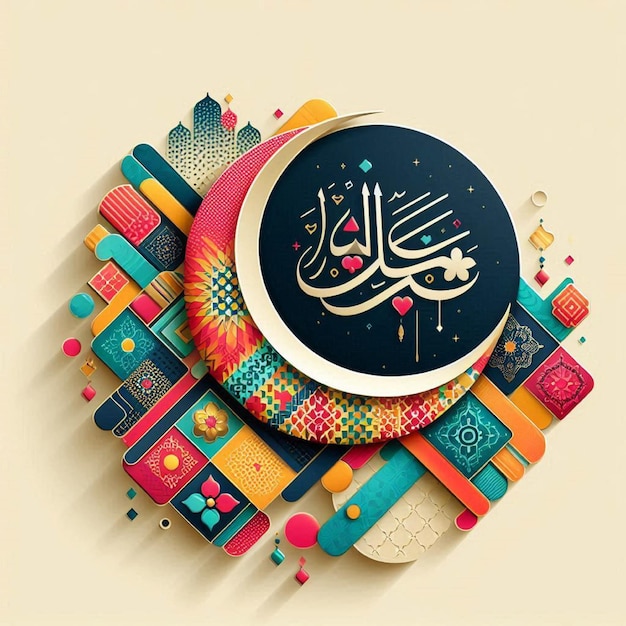 Eid Mubarak background and traditional festival wishes card design